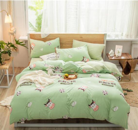 3D Light Green Cow 40282 Bed Pillowcases Quilt