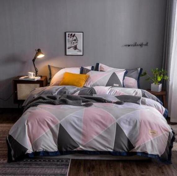 3D Grey Pink Triangle 14031 Bed Pillowcases Quilt
