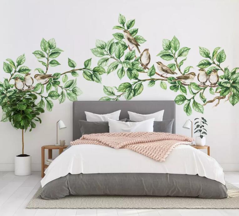 3D Green Leaf Branch 1302 Wall Murals Wallpaper AJ Wallpaper 2 