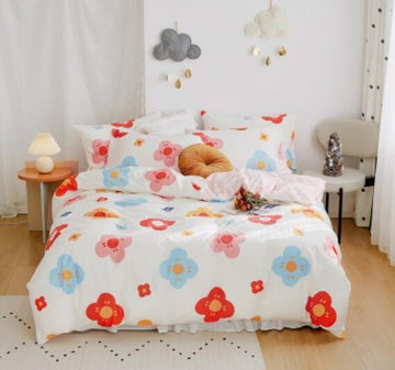 3D Blue Red Flower 20020 Bed Pillowcases Quilt