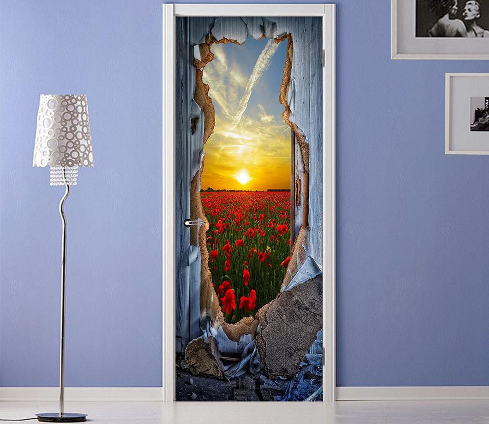 3D flowers outside the wall door mural Wallpaper AJ Wallpaper 