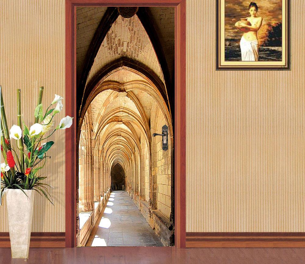 3D vaulting shaft clear day steepletop door mural Wallpaper AJ Wallpaper 