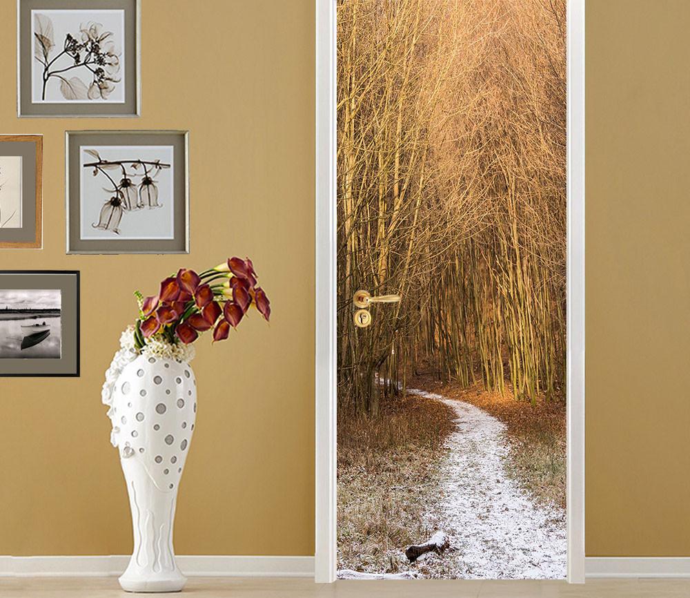 3D the path in the woods in autumn door mural Wallpaper AJ Wallpaper 