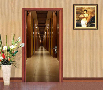 3D night lighting the Long corridor door mural Wallpaper AJ Wallpaper 