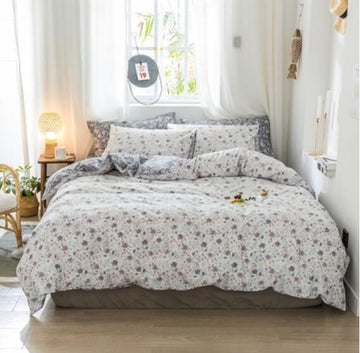 3D Grey Floral 14073 Bed Pillowcases Quilt