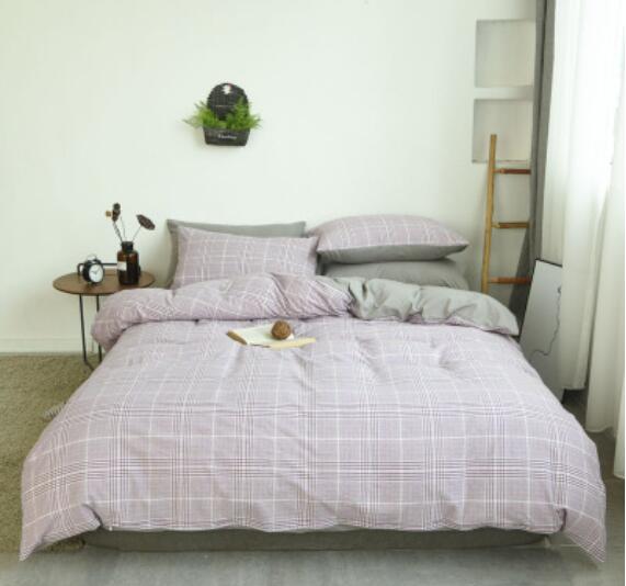 3D Light Purple Pink Grid 15045 Bed Pillowcases Quilt