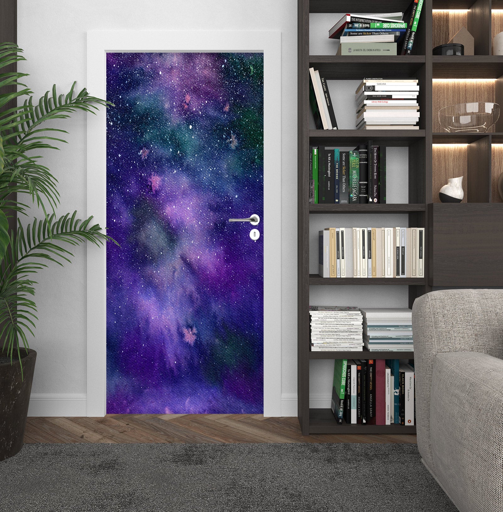 3D Purple Starry Sky 24114 Door Mural