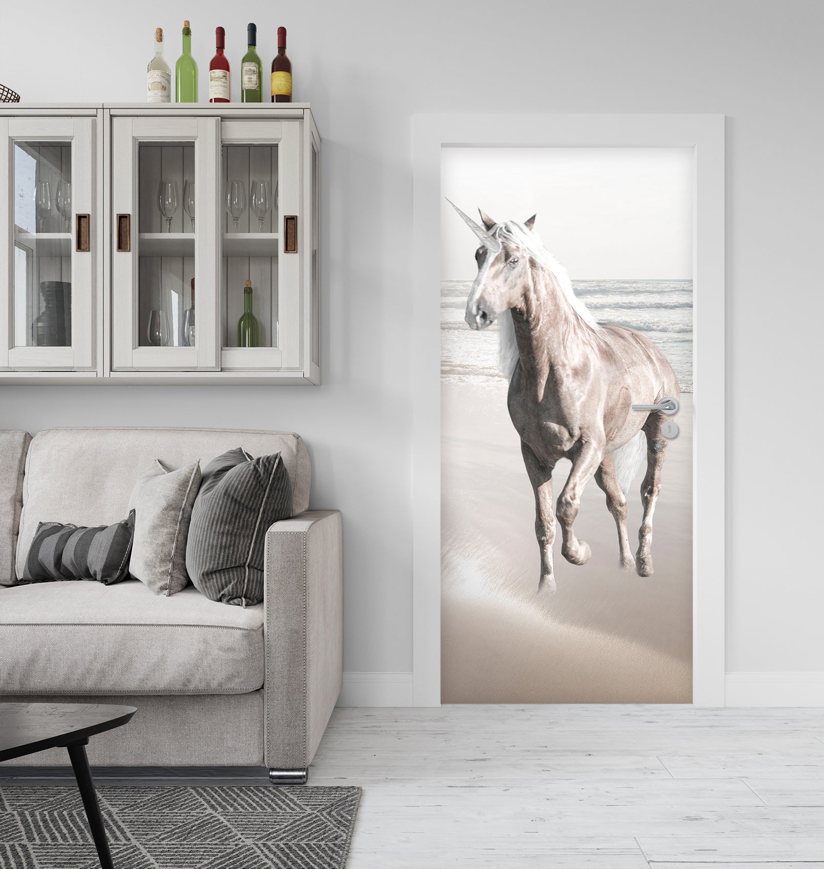 3D Beach Horse 4634 Assaf Frank Door Mural