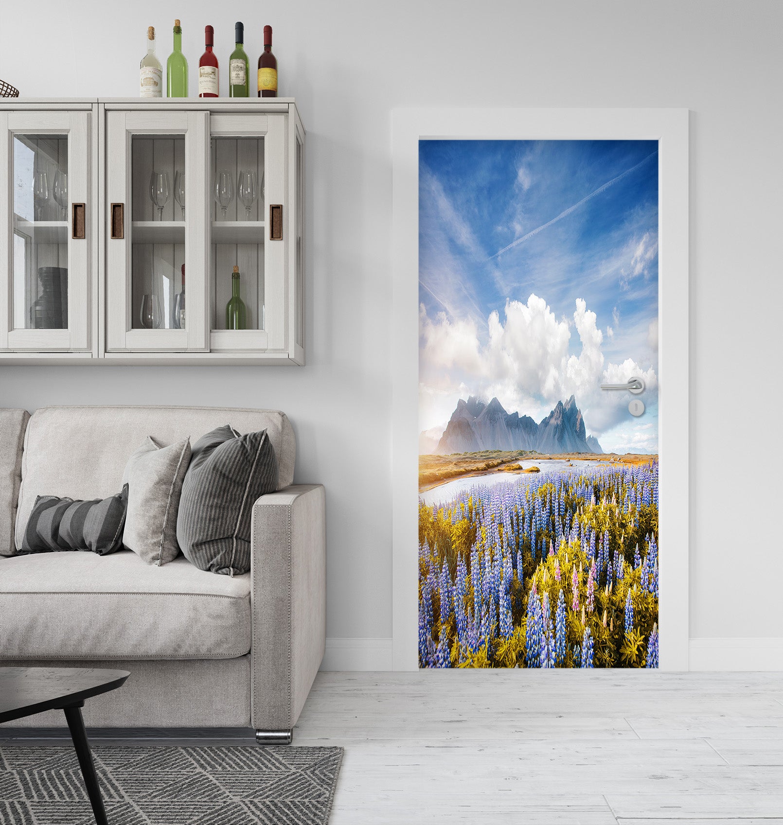 3D Flower Bush Sky 25102 Door Mural