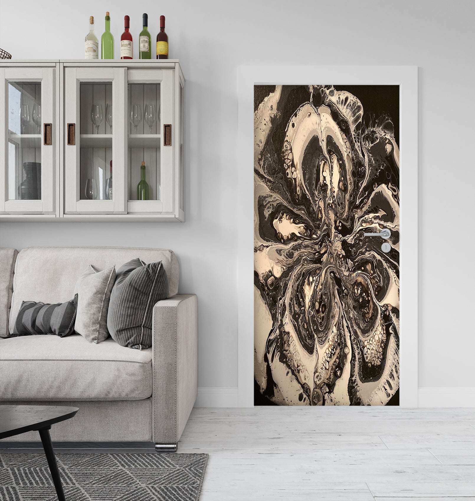 3D Black Ink Pattern 9203 Valerie Latrice Door Mural