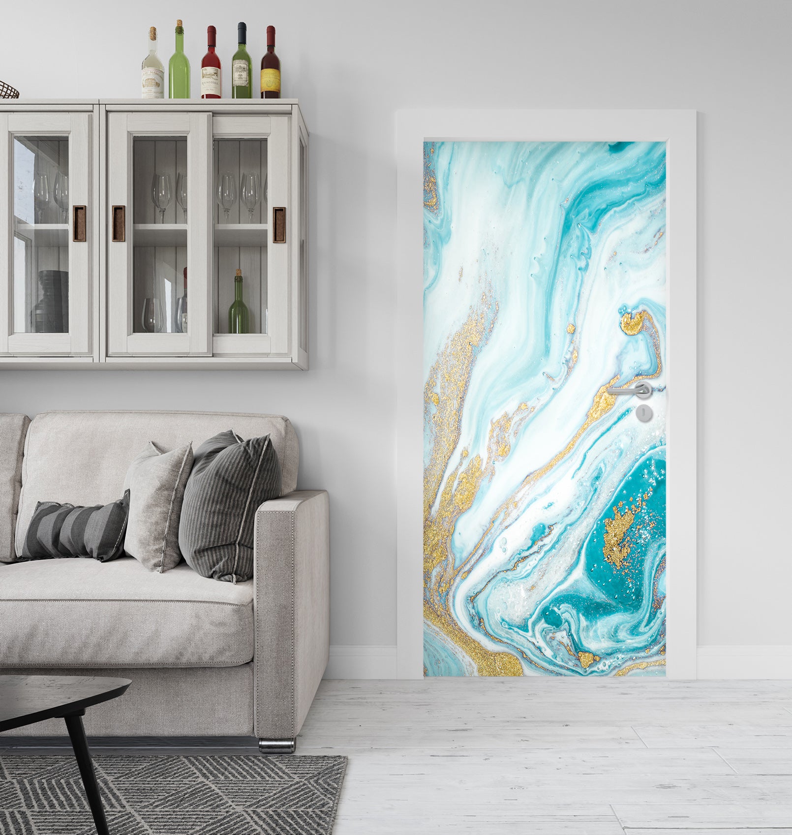 3D Blue Texture 25155 Door Mural