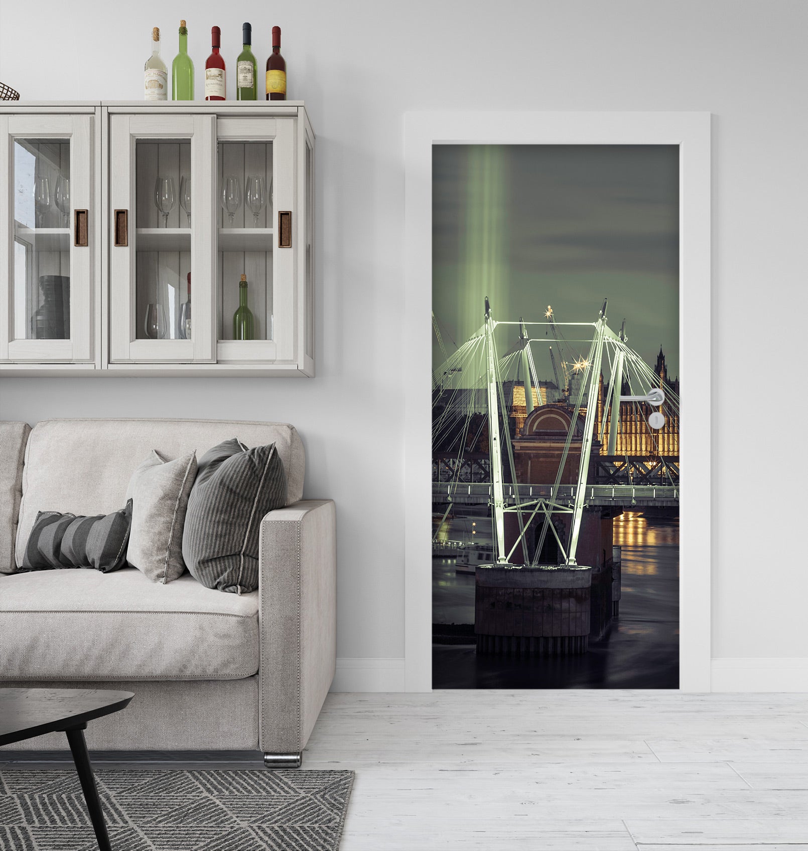 3D Night Bridge 10722 Assaf Frank Door Mural