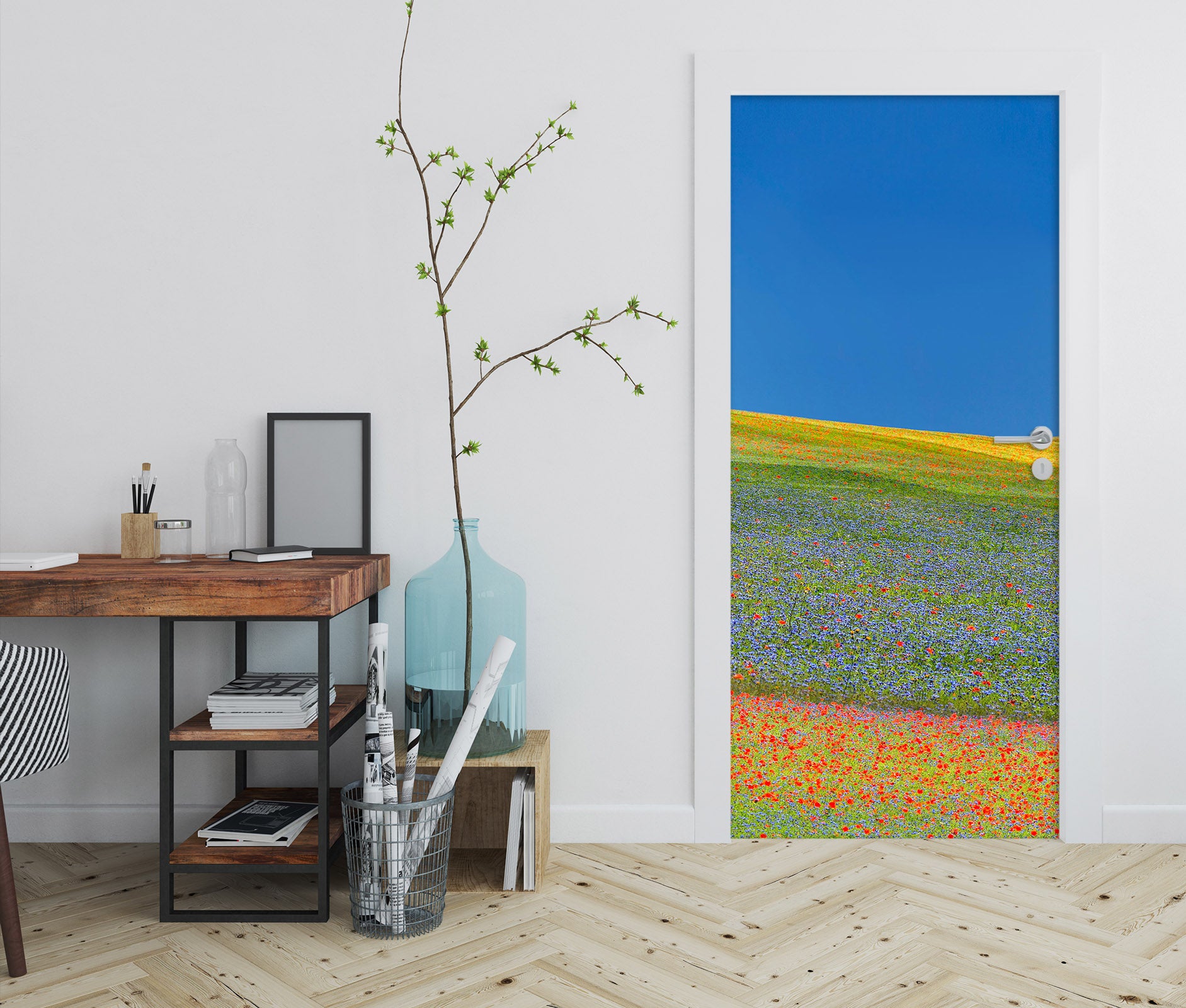 3D Grassland Flowers Hillside 121224 Marco Carmassi Door Mural