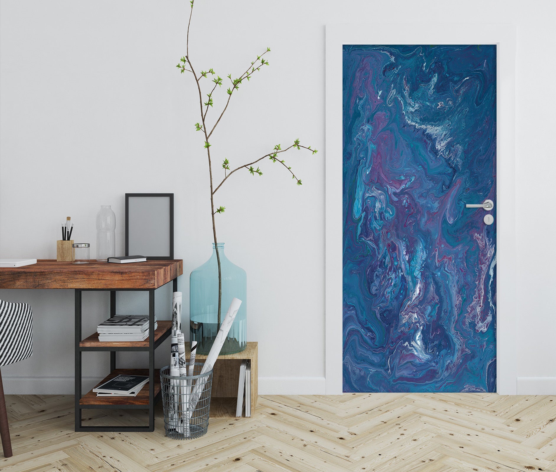 3D Navy Blue 21219 Door Mural