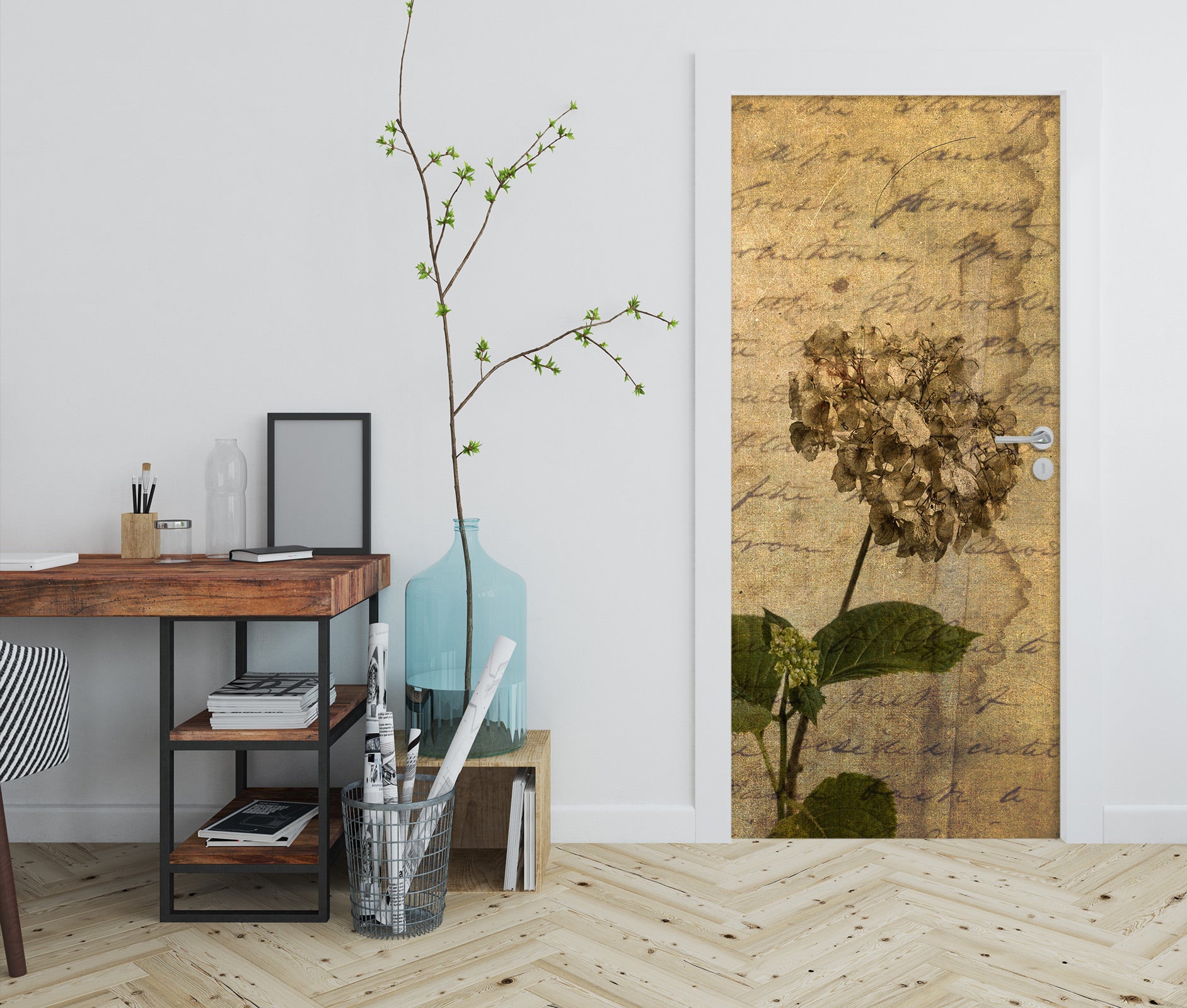 3D Brown Flowers Pattern 10719 Assaf Frank Door Mural