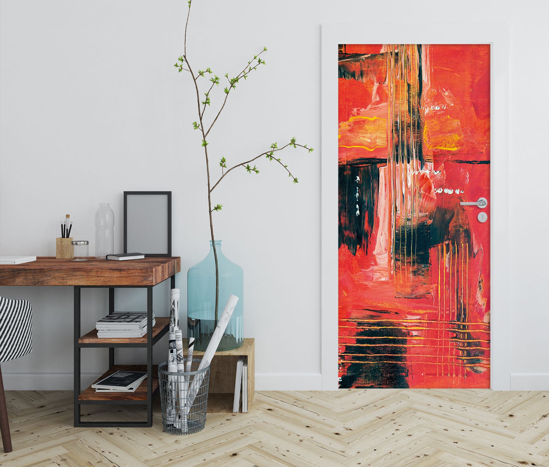 3D Red Pattern 21211 Door Mural