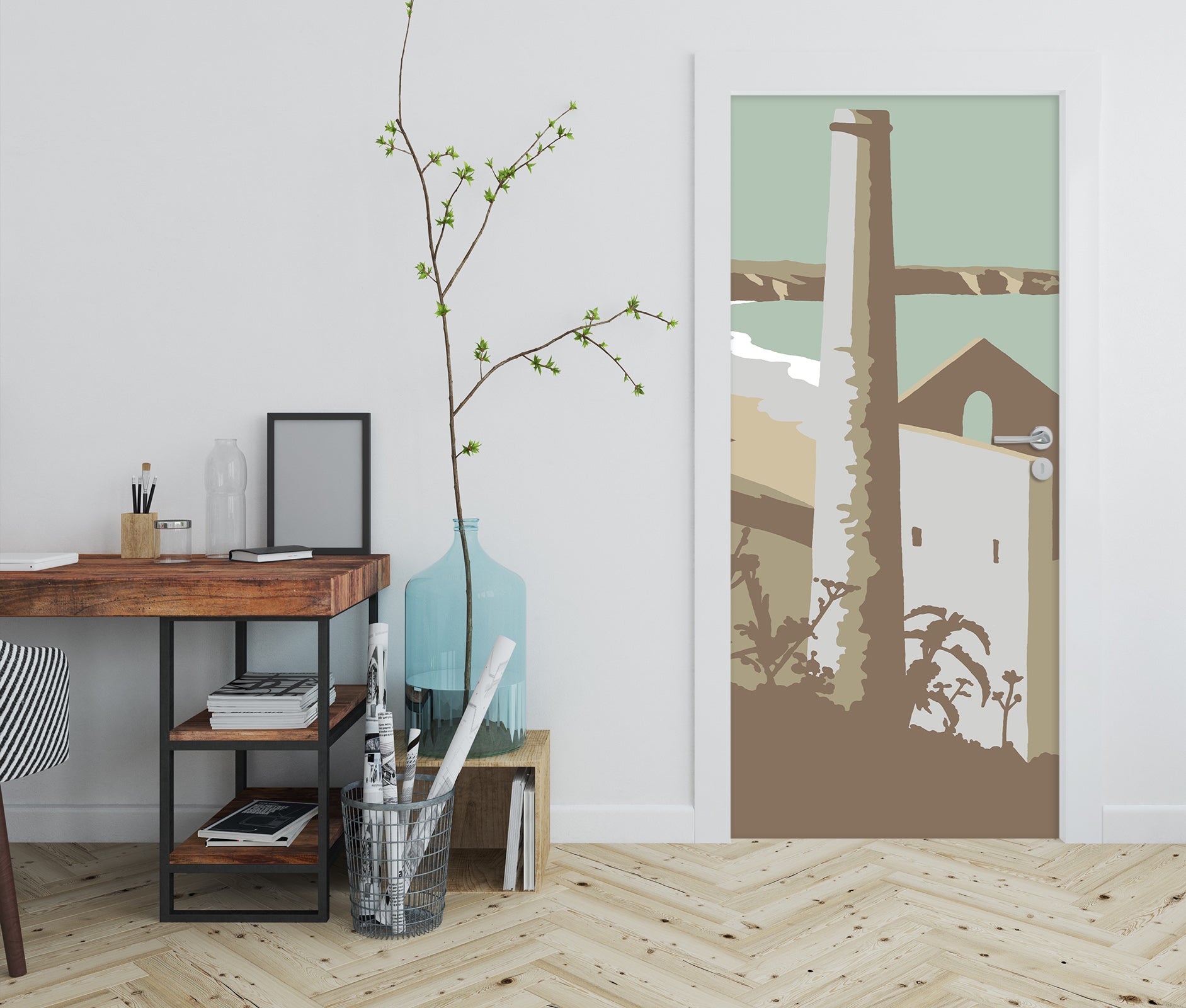 3D House Chimney 9279 Steve Read Door Mural