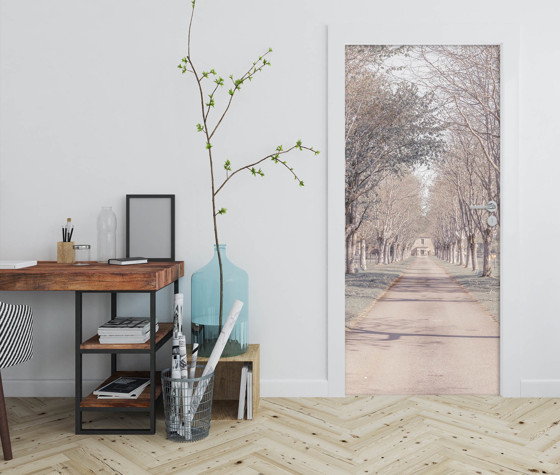 3D Retro Forest 5162 Assaf Frank Door Mural