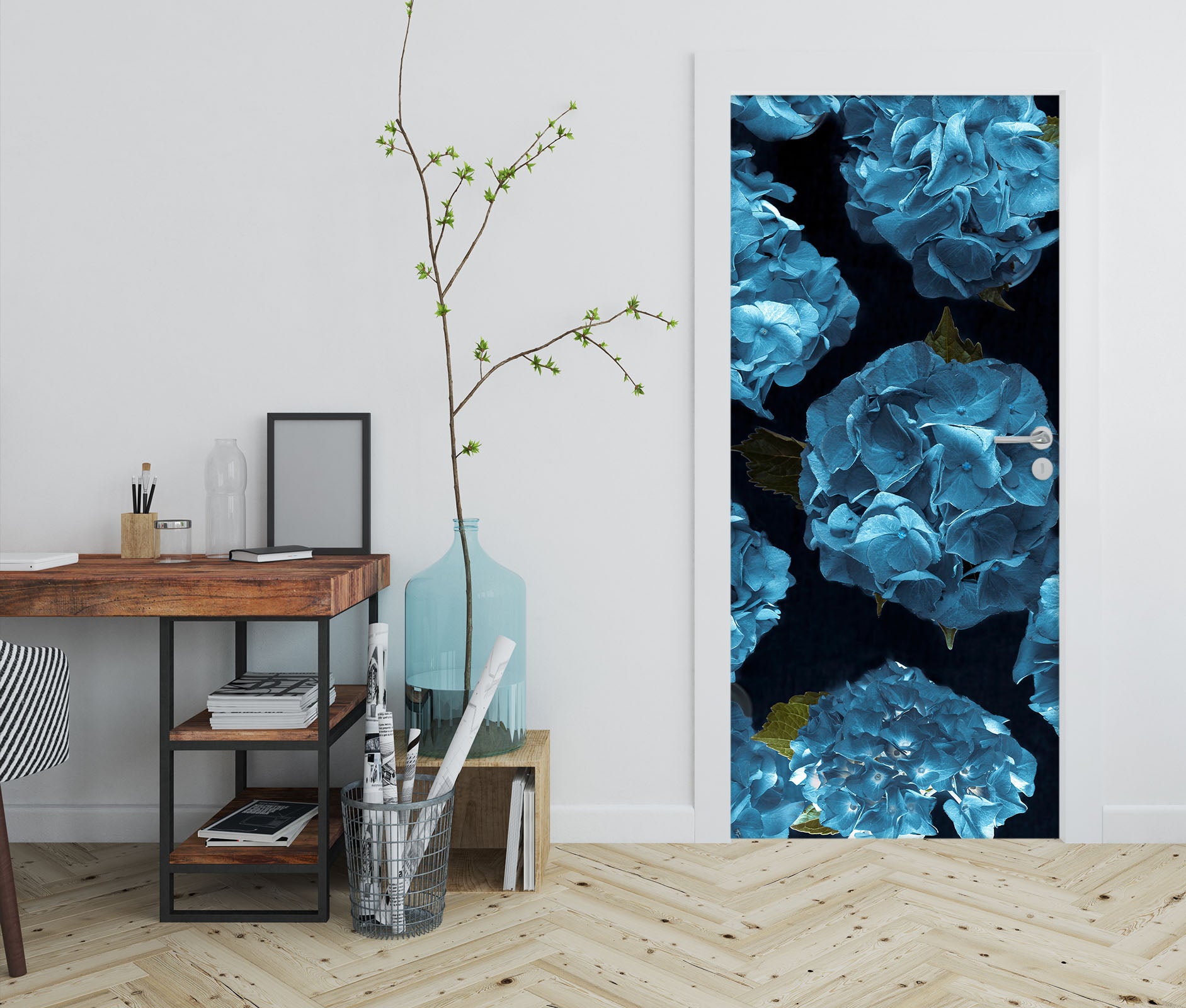 3D Blue Flowers 5047 Assaf Frank Door Mural