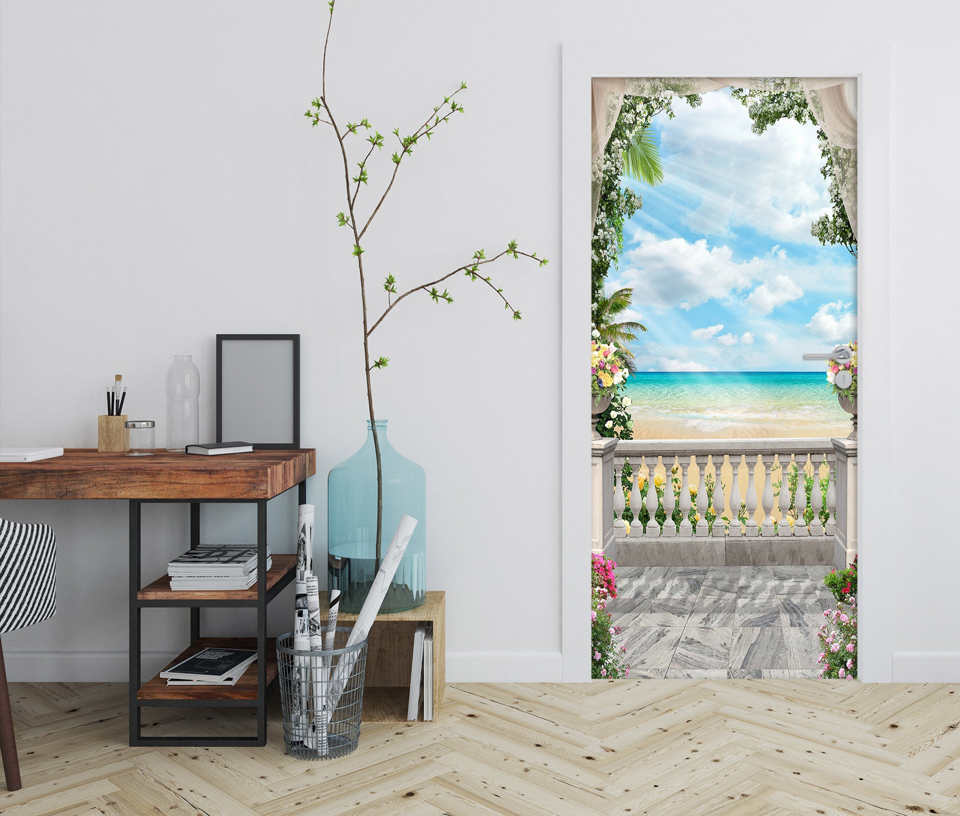 3D Seaside Armrest 22081 Door Mural