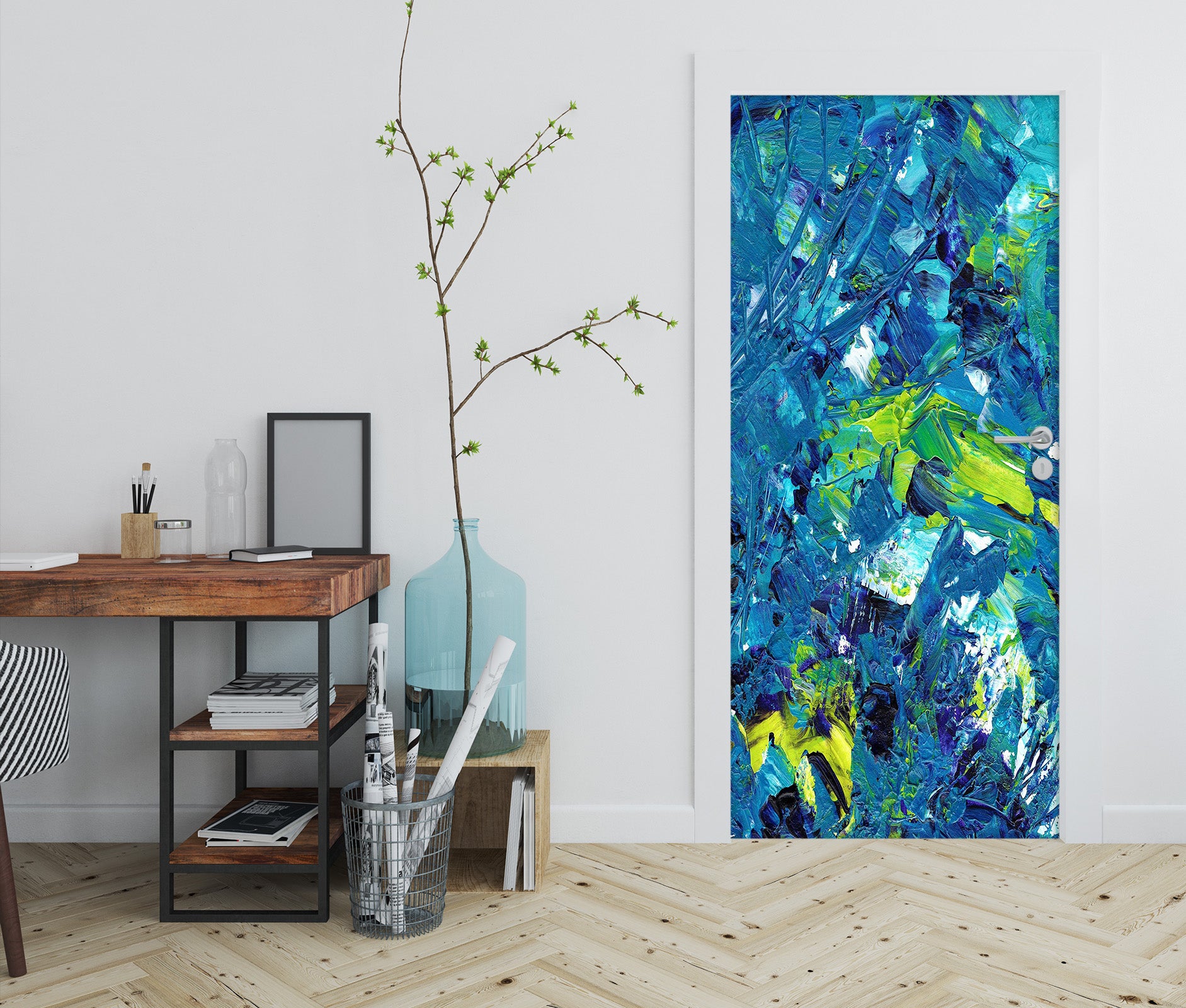 3D Blue Texture 22004 Door Mural