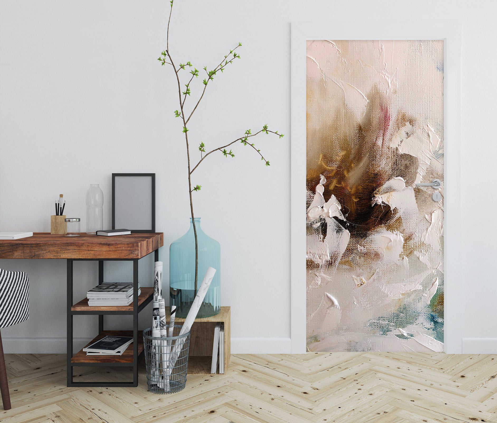 3D White Color 3160 Skromova Marina Door Mural