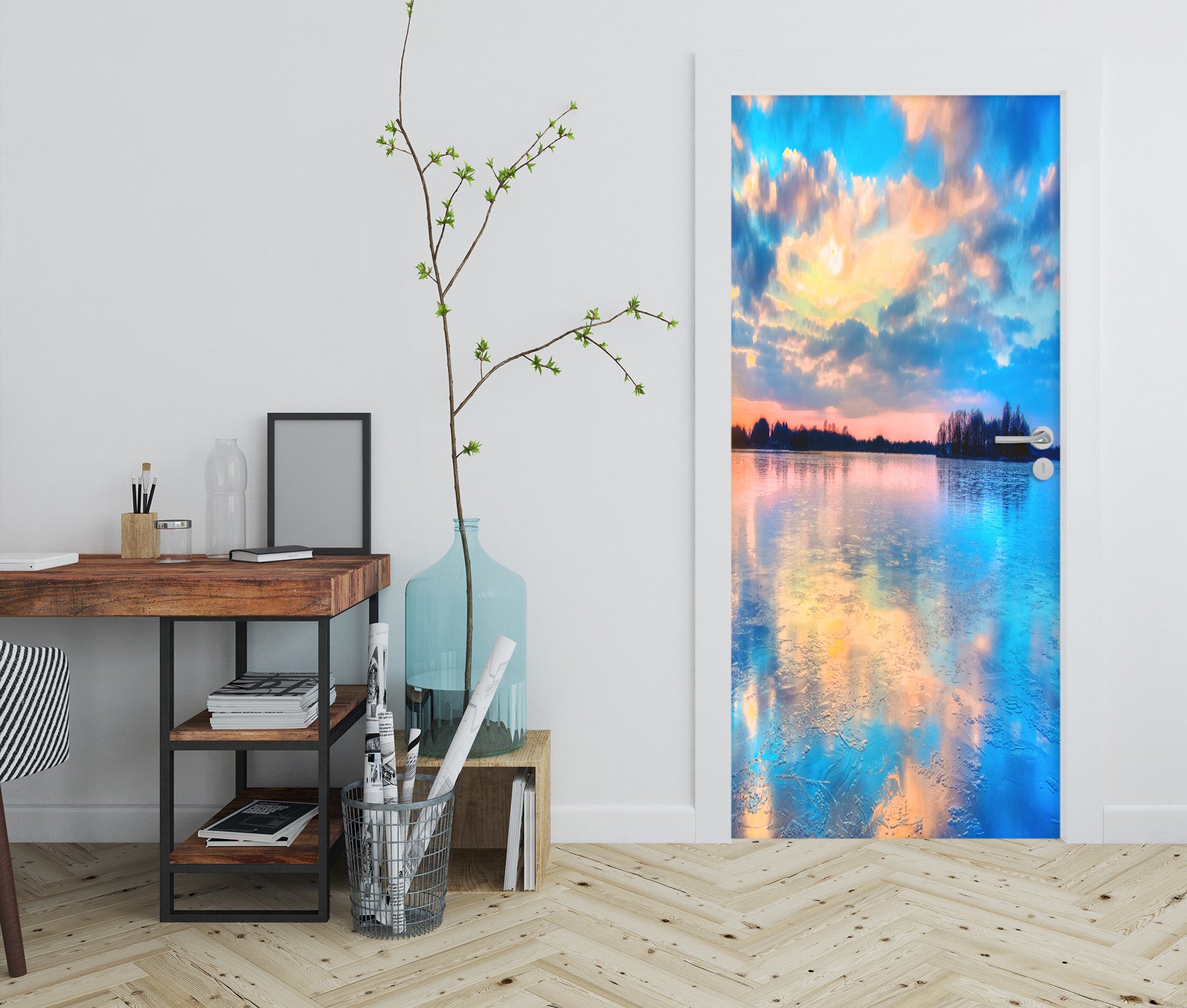 3D Sky Reflection 22018 Door Mural