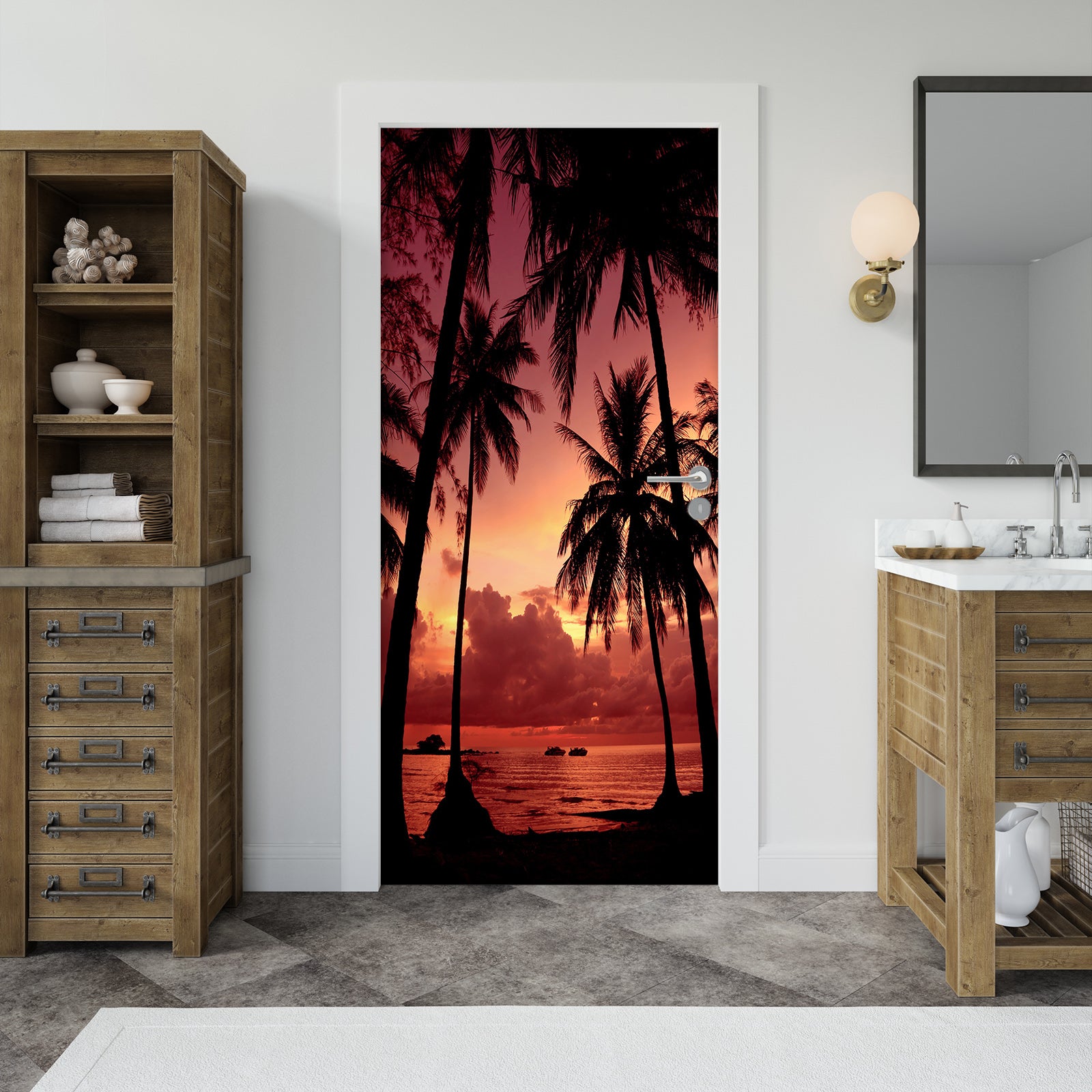 3D Coconut Tree 25086 Door Mural