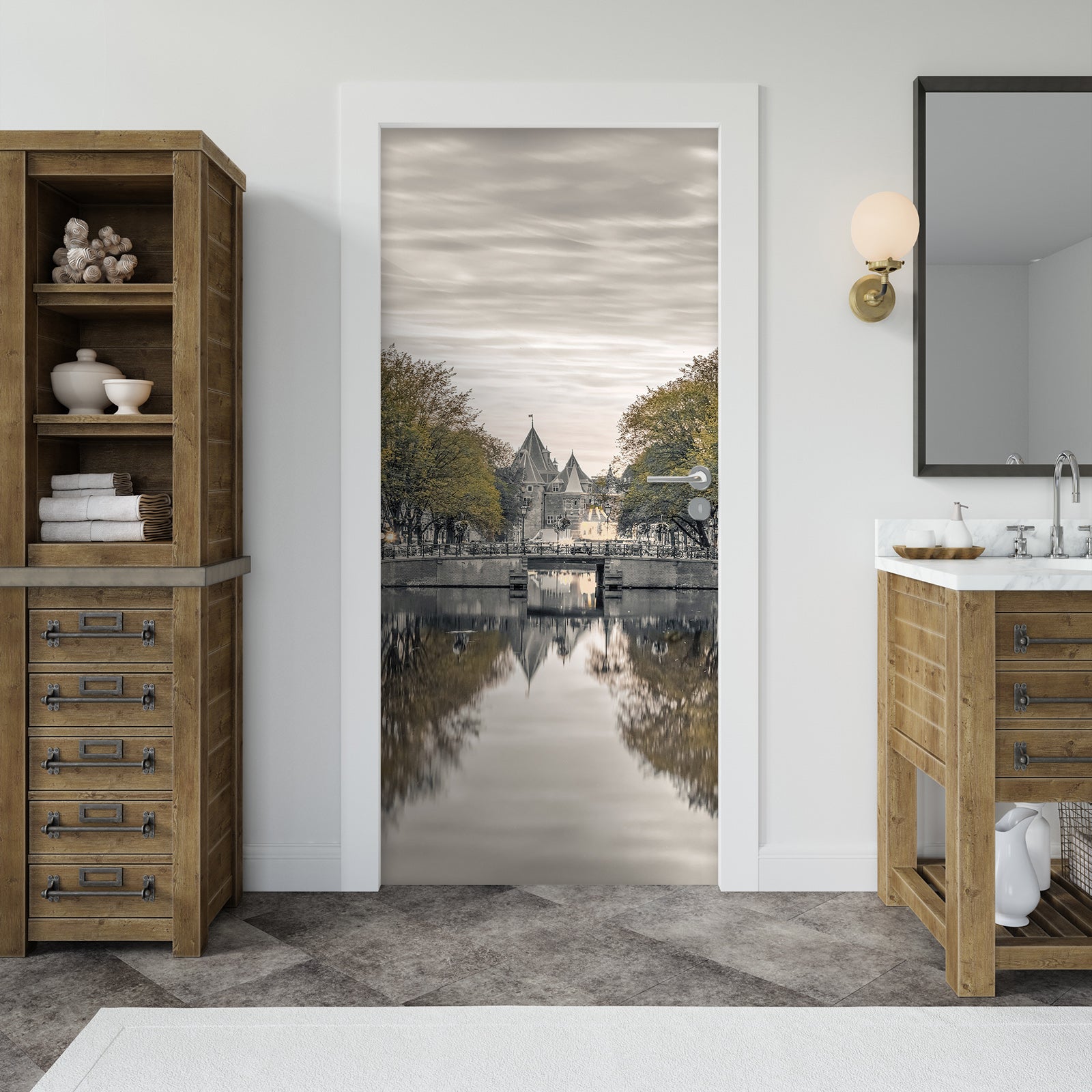3D Trees River 106171 Assaf Frank Door Mural