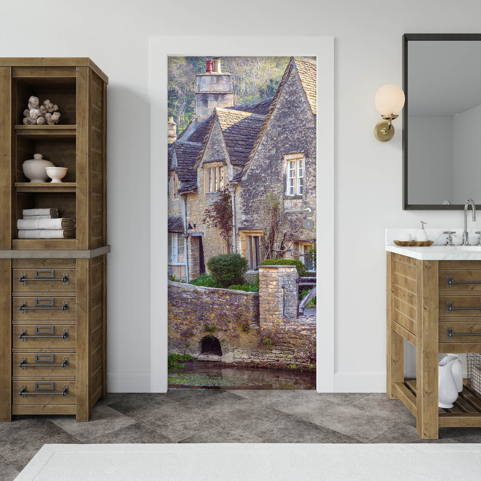 3D Grey Stone Wall 5158 Assaf Frank Door Mural