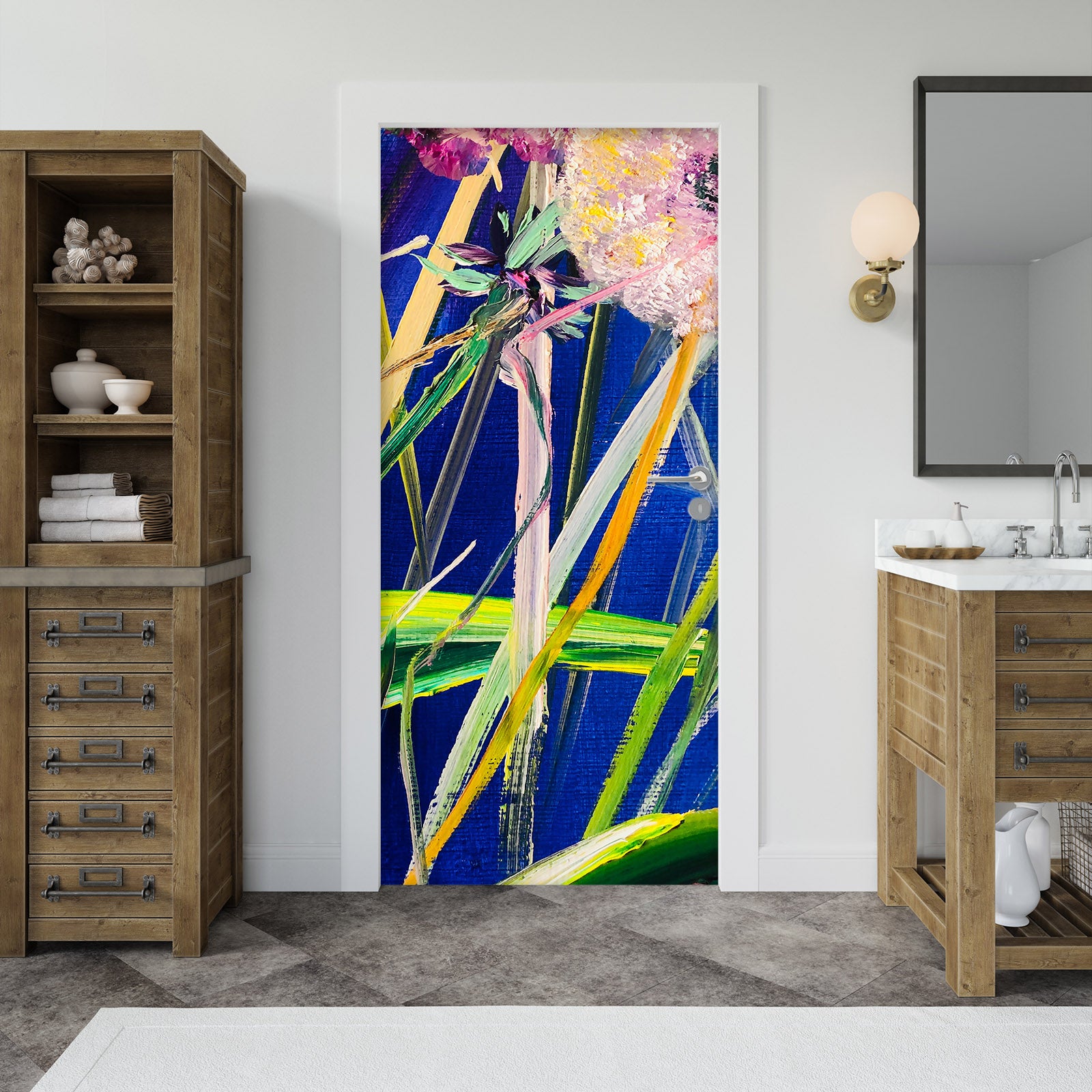 3D Color Flowers 3253 Skromova Marina Door Mural