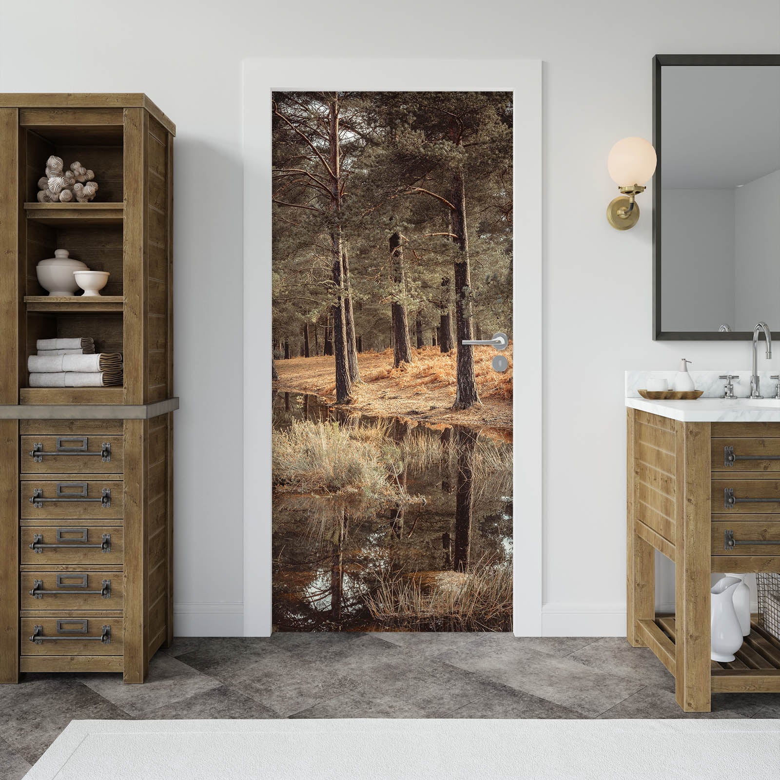 3D River Trees 5135 Assaf Frank Door Mural