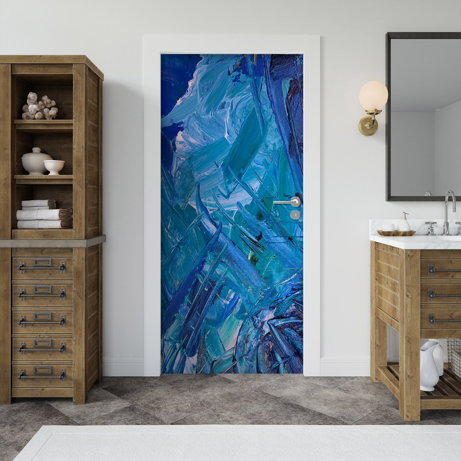 3D Blue Pattern 22003 Door Mural