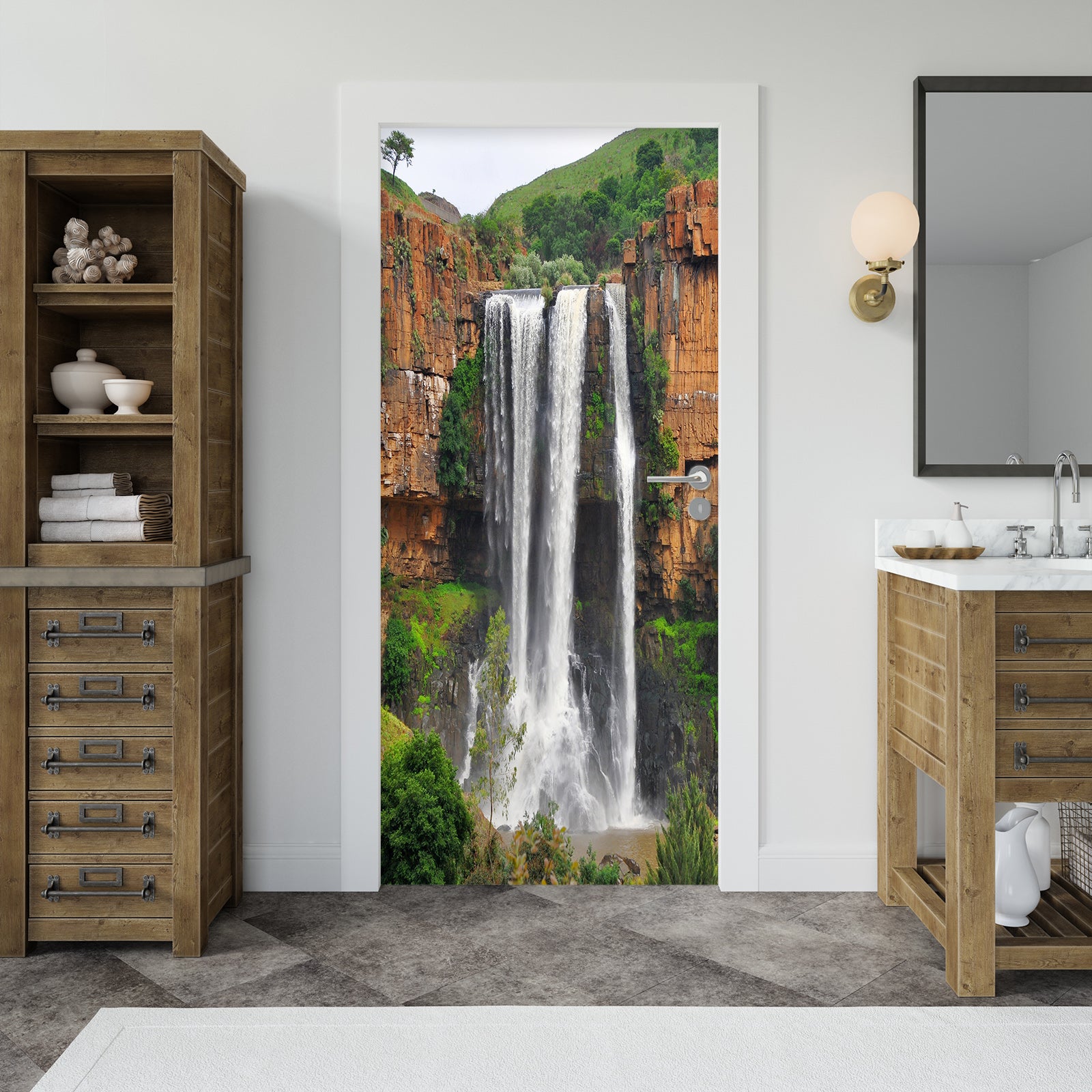 3D Mountain Waterfall 25109 Door Mural