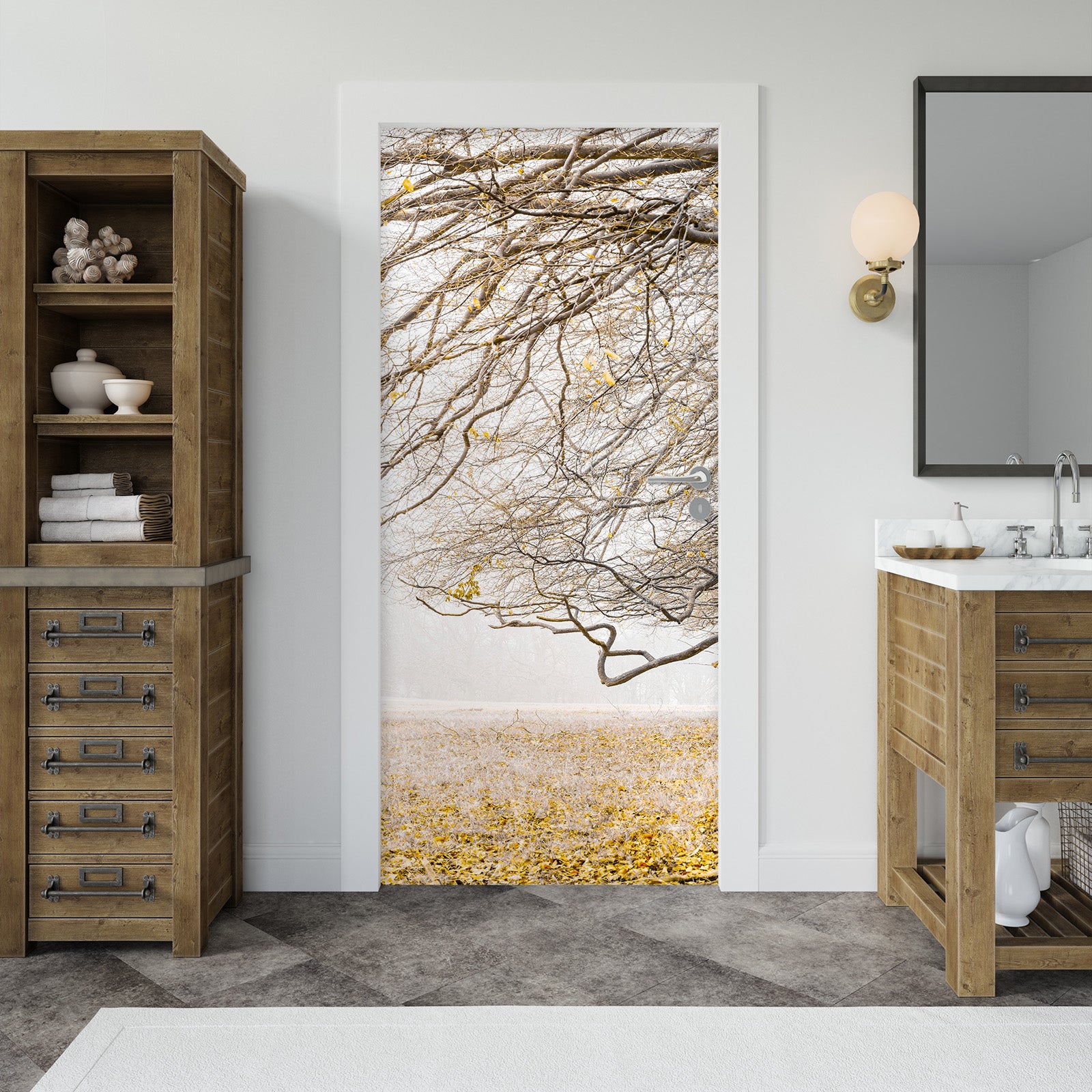 3D Fallen Leaves 5123 Assaf Frank Door Mural