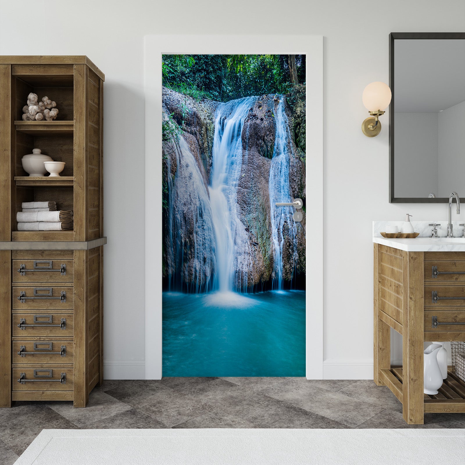 3D Waterfall Lake Water 25077 Door Mural