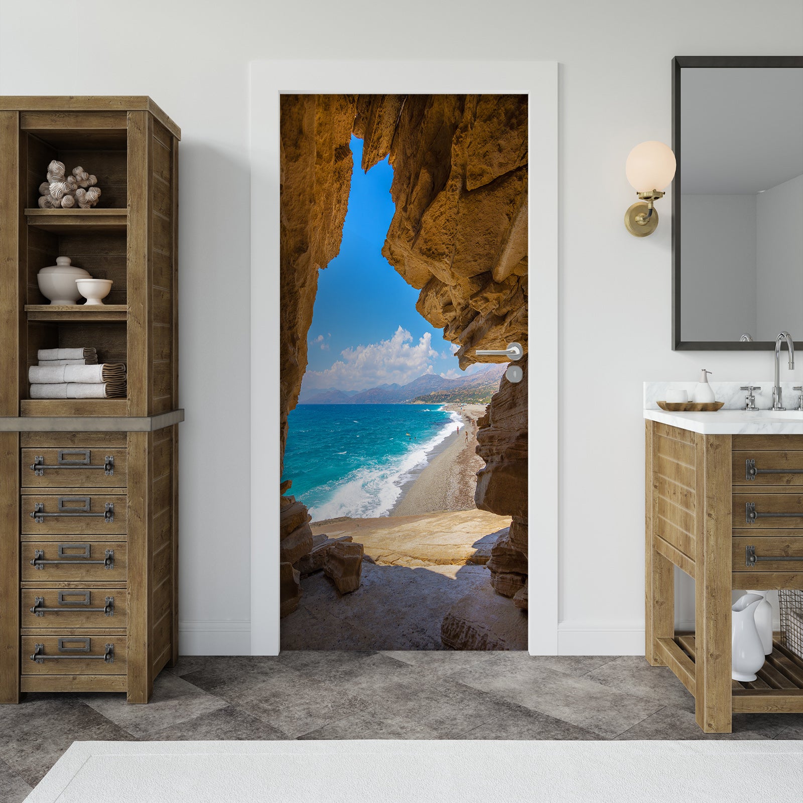 3D Seaside Cave 25100 Door Mural