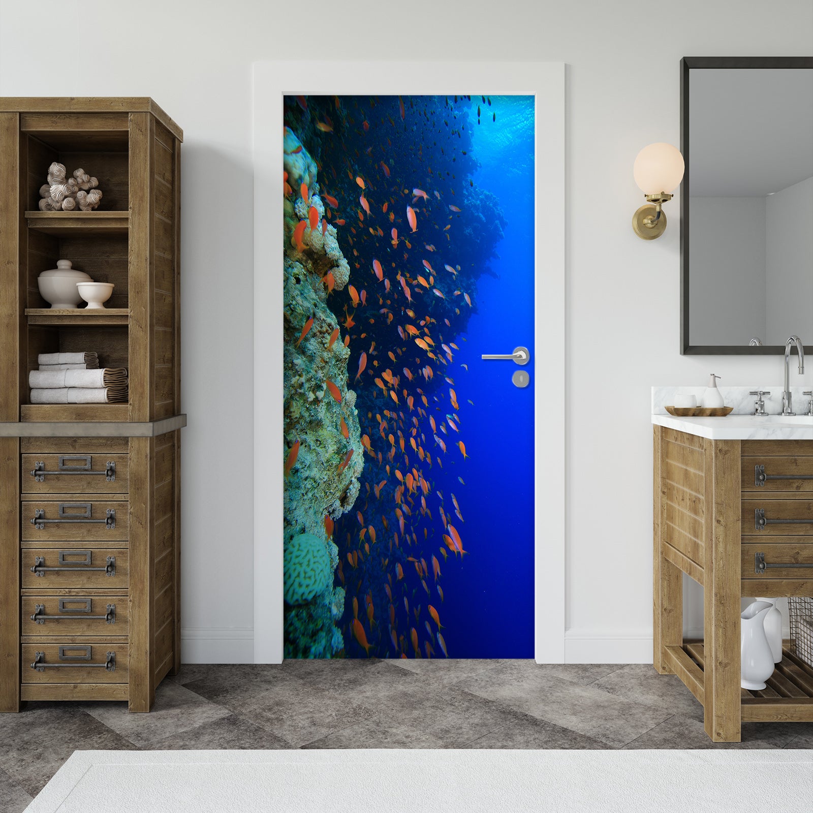 3D Seabed Fish 25066 Door Mural