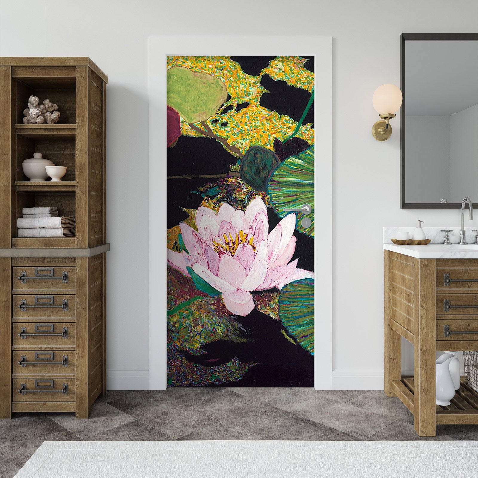 3D Pink Lotus Flower 9413 Allan P. Friedlander Door Mural