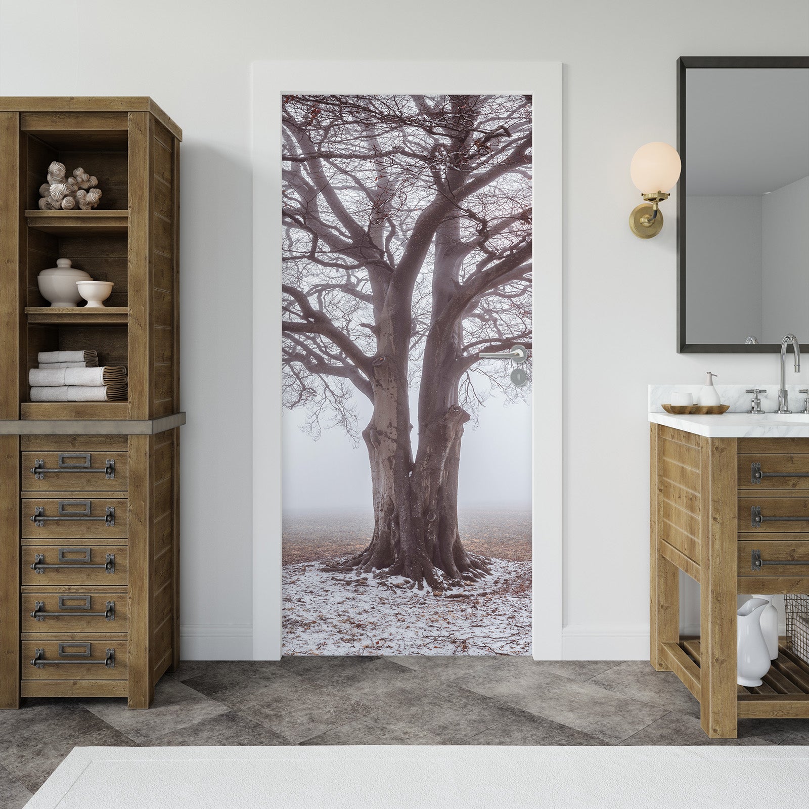 3D Hazy Forest 5128 Assaf Frank Door Mural