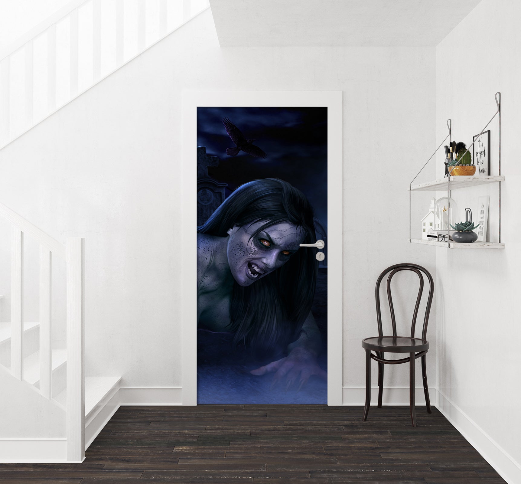 3D Dark Devil Woman 611 Tom Wood Door Mural