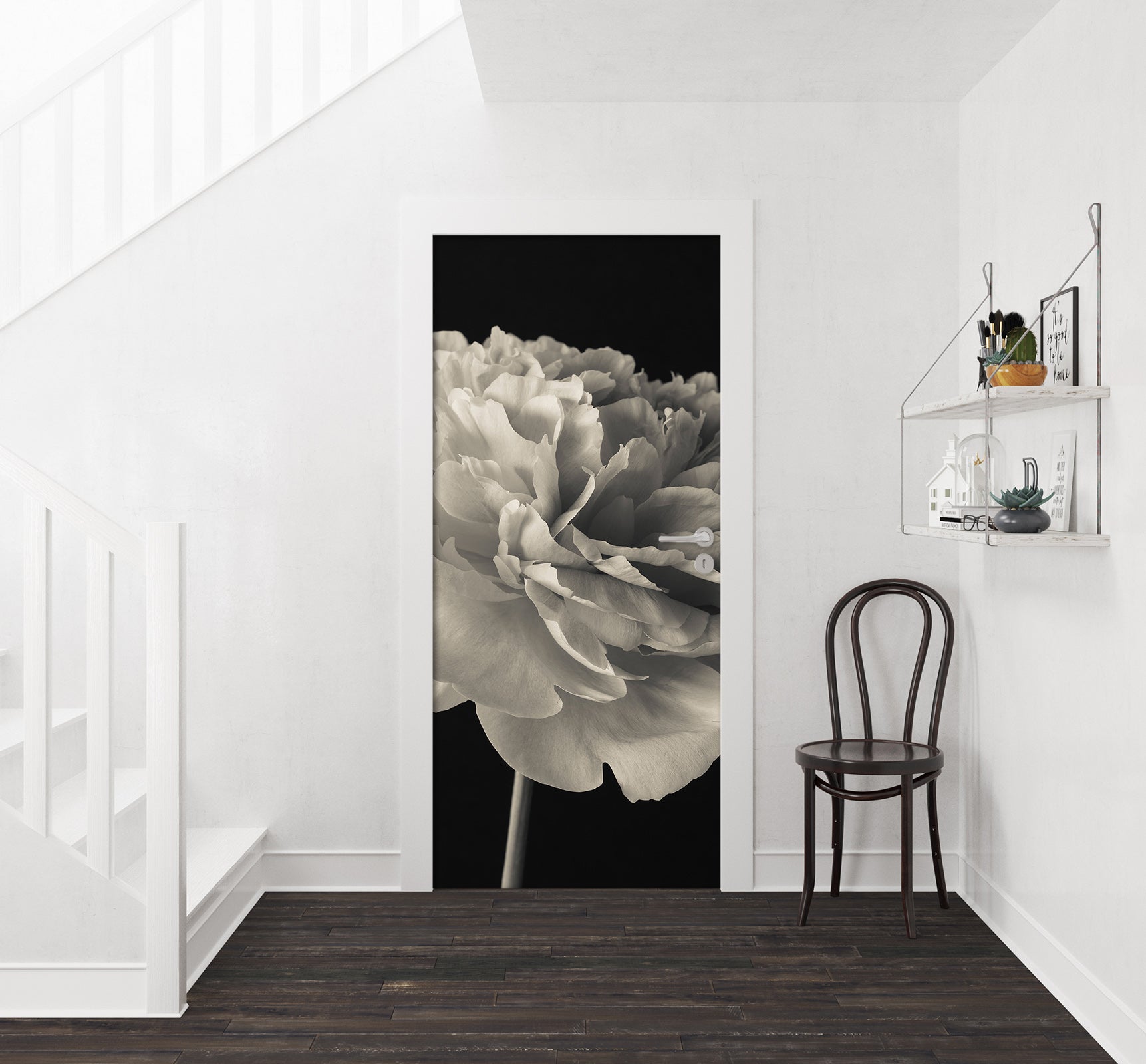 3D Grey Flowers 106189 Assaf Frank Door Mural