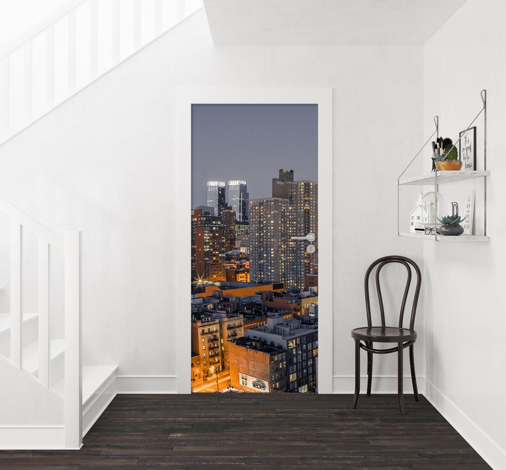 3D Night Building 101178 Assaf Frank Door Mural