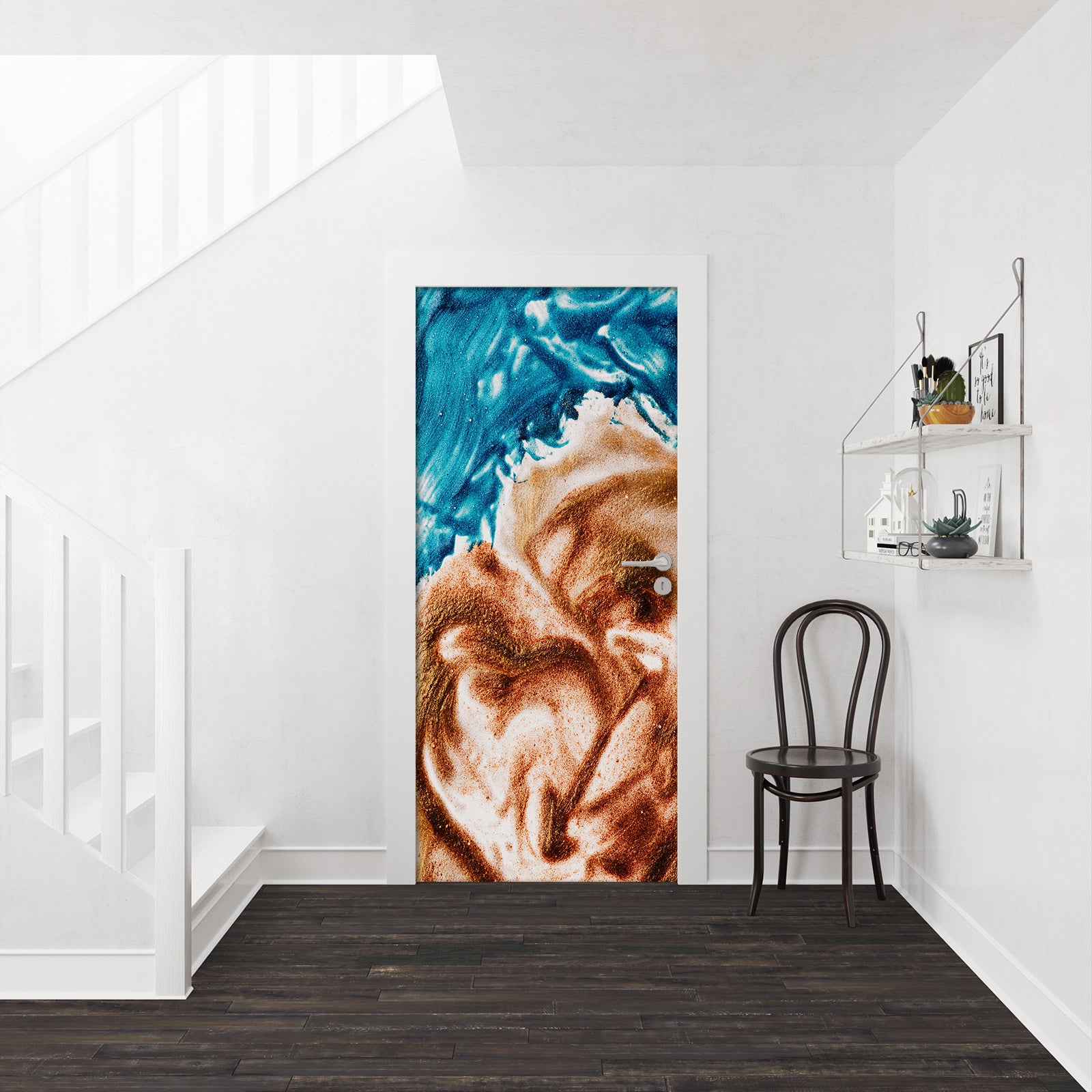 3D Blue Brown Pattern 22030 Door Mural