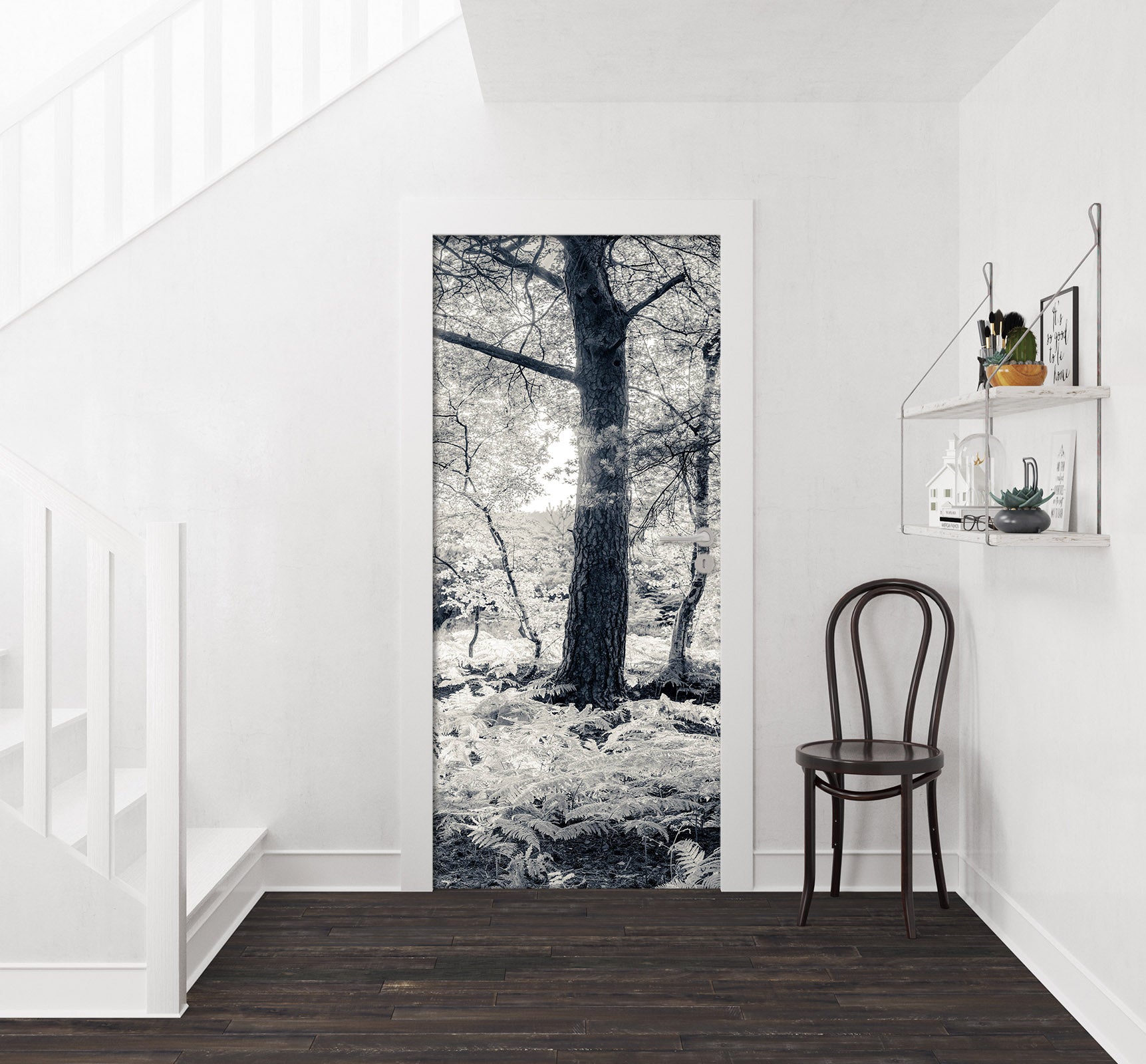 3D Grey Tree 5184 Assaf Frank Door Mural