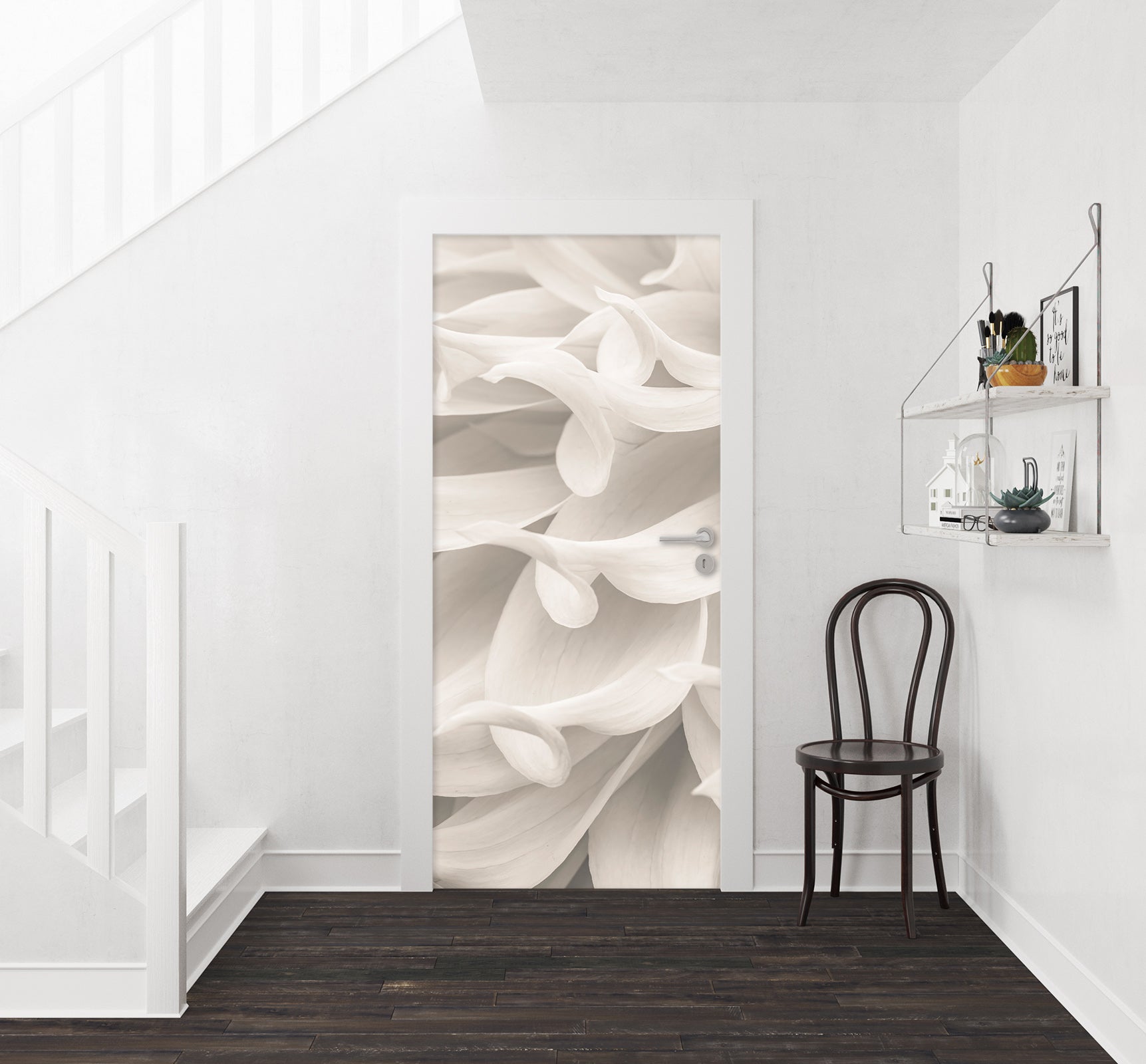 3D White Petal 5185 Assaf Frank Door Mural