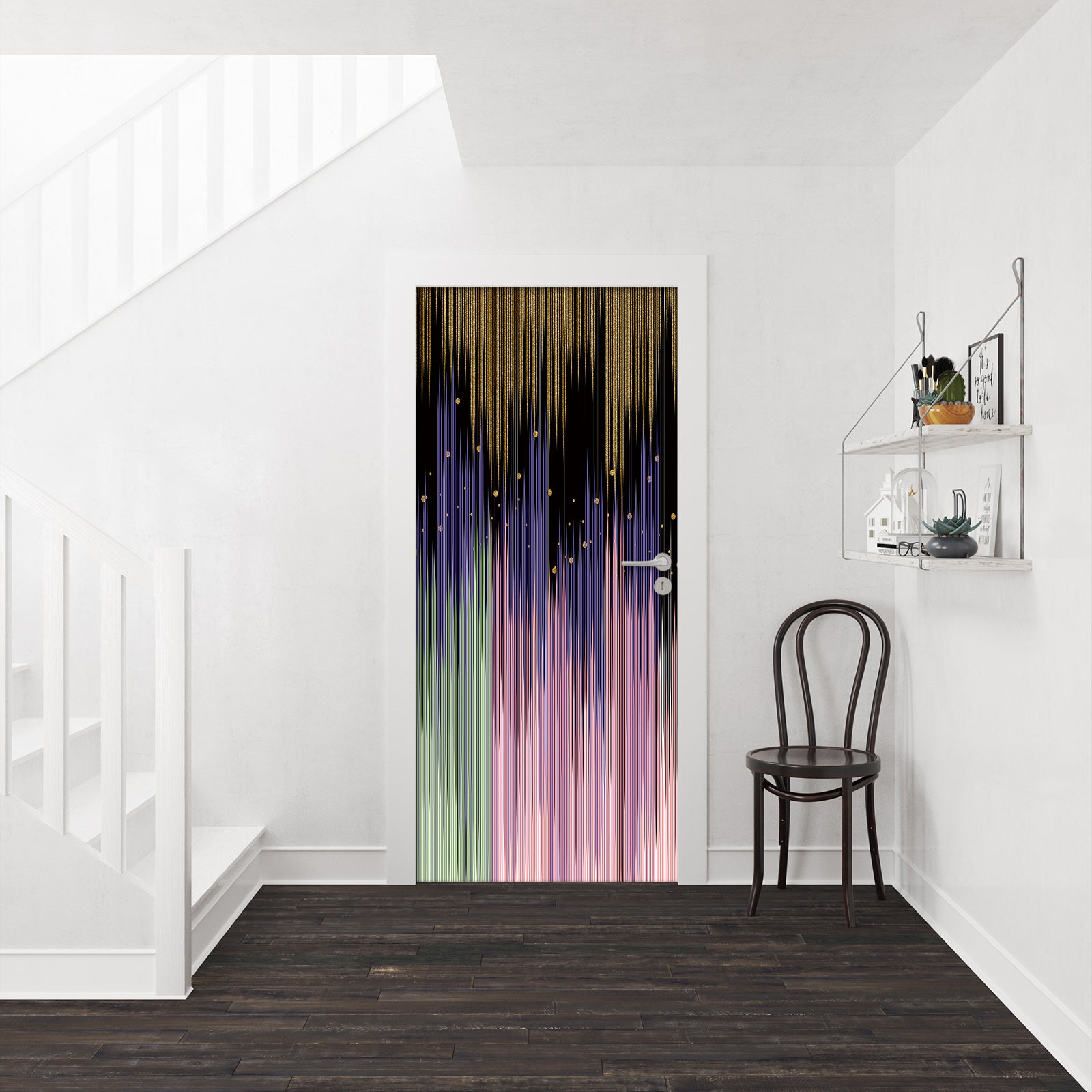 3D Colorful Strips 21207 Door Mural