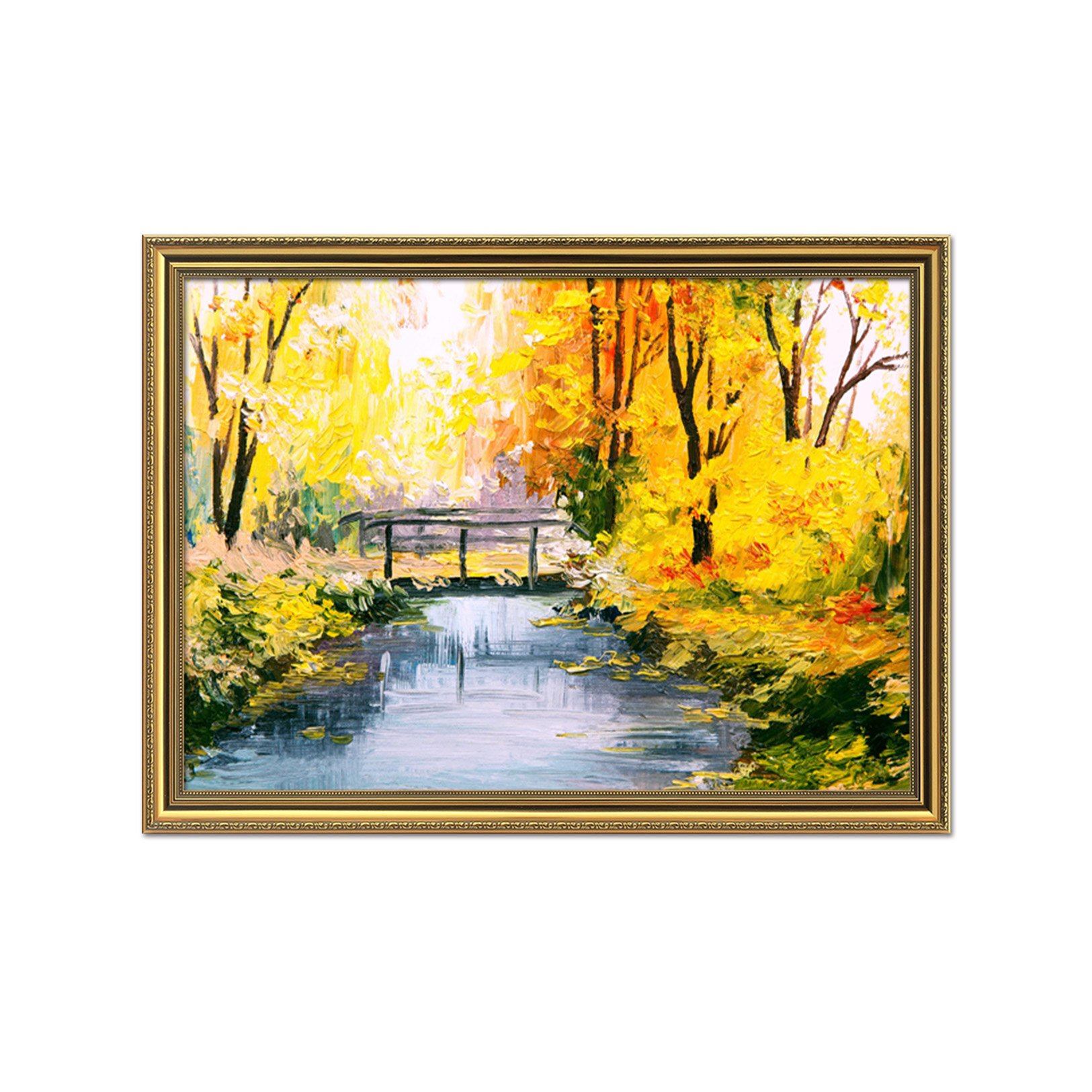 3D Maple Bridge 048 Fake Framed Print Painting Wallpaper AJ Creativity Home 