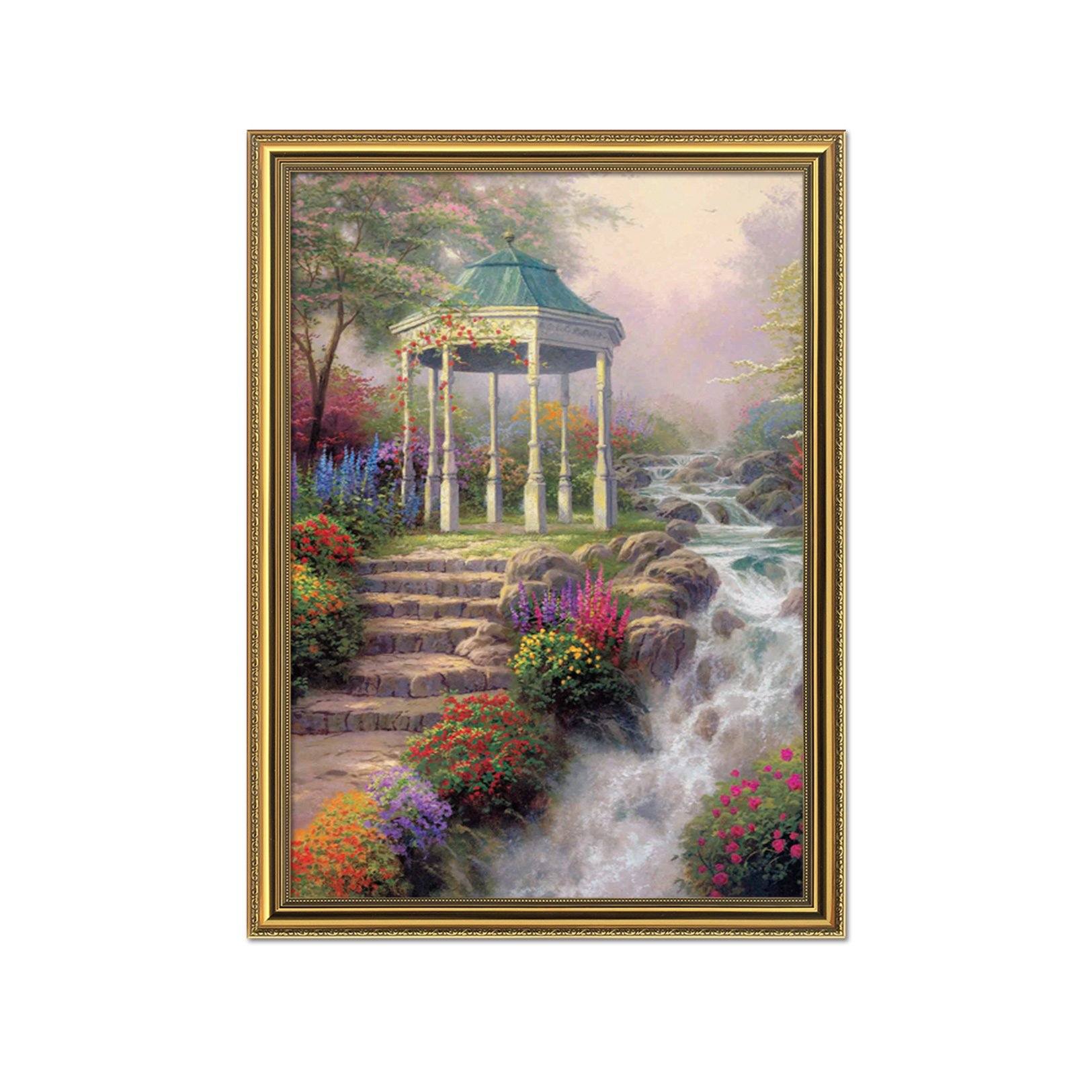 3D Small Pavilion River 008 Fake Framed Print Painting Wallpaper AJ Creativity Home 