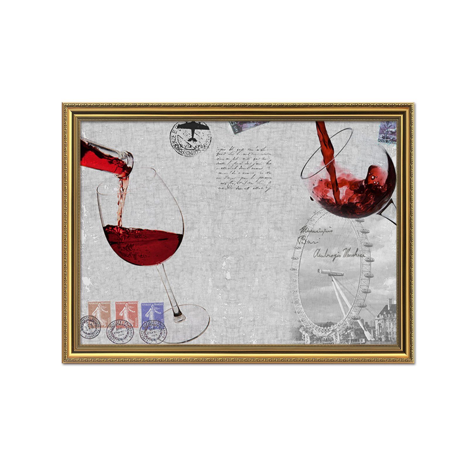 3D Red Wine Glass 041 Fake Framed Print Painting Wallpaper AJ Creativity Home 